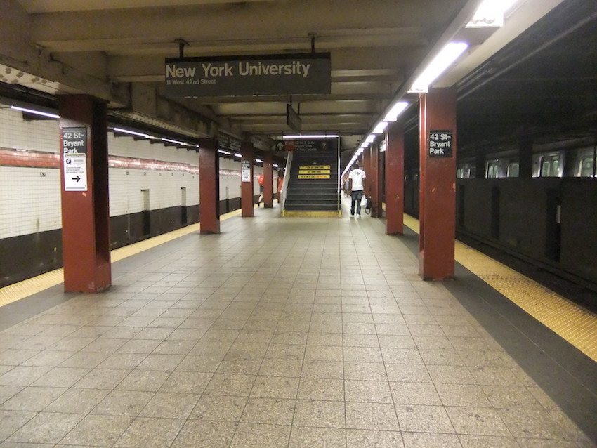 42nd Street and Bryant Park platform in Manhattan.