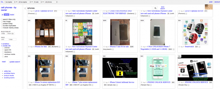 image of iphones being sold on craigsllist