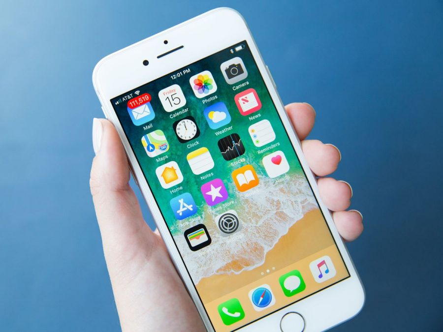 person holding iphone 8