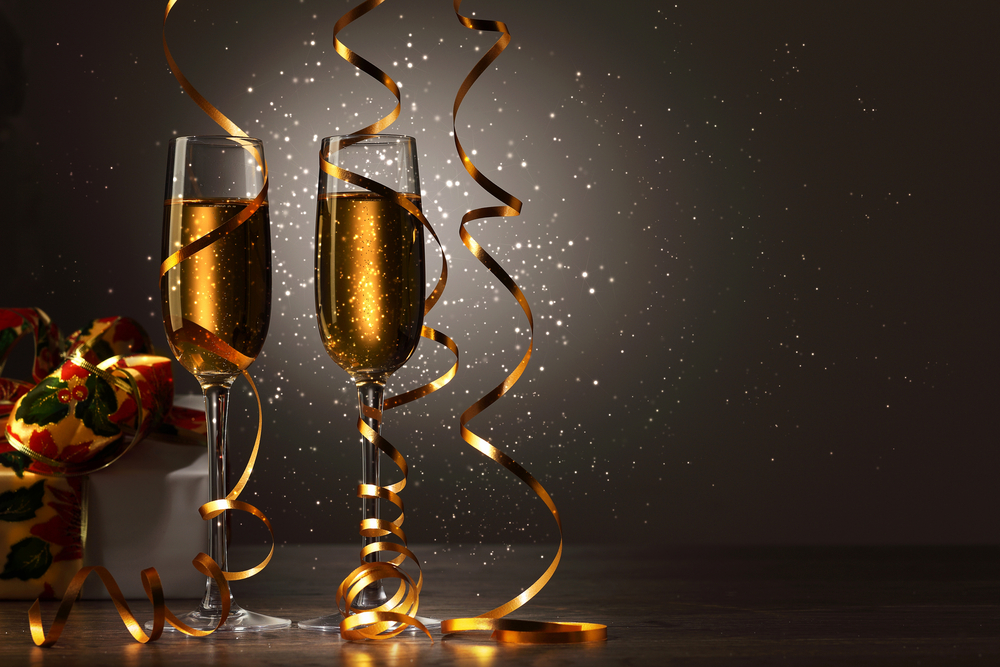 champagne glasses new year's party