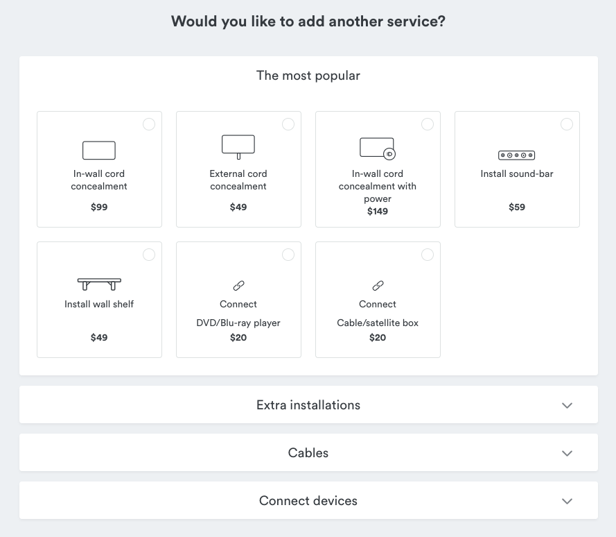 TV Mounting Add-On Prices