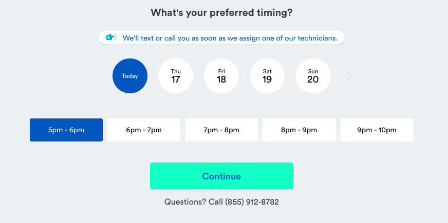 appliance booking options