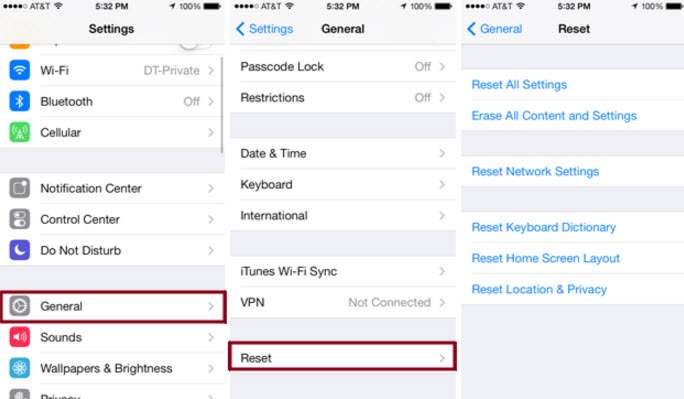 iPhone 6 reset all settings