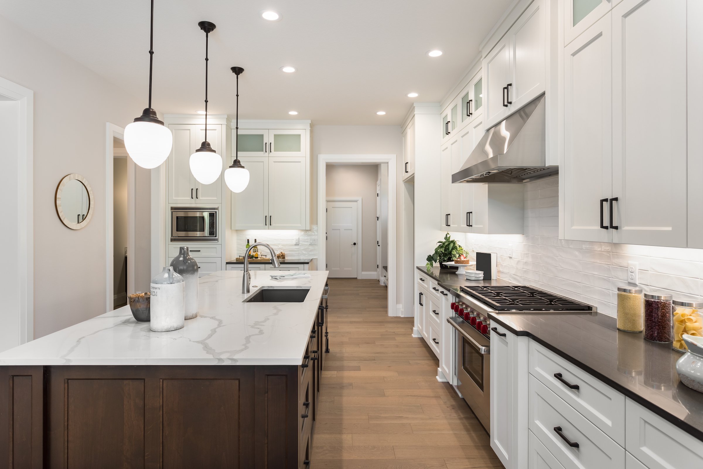 How to install pendant lighting over a kitchen island. 