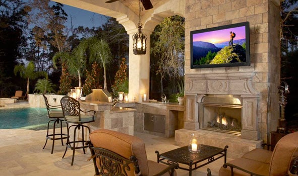 TV mounting outdoors: near pool