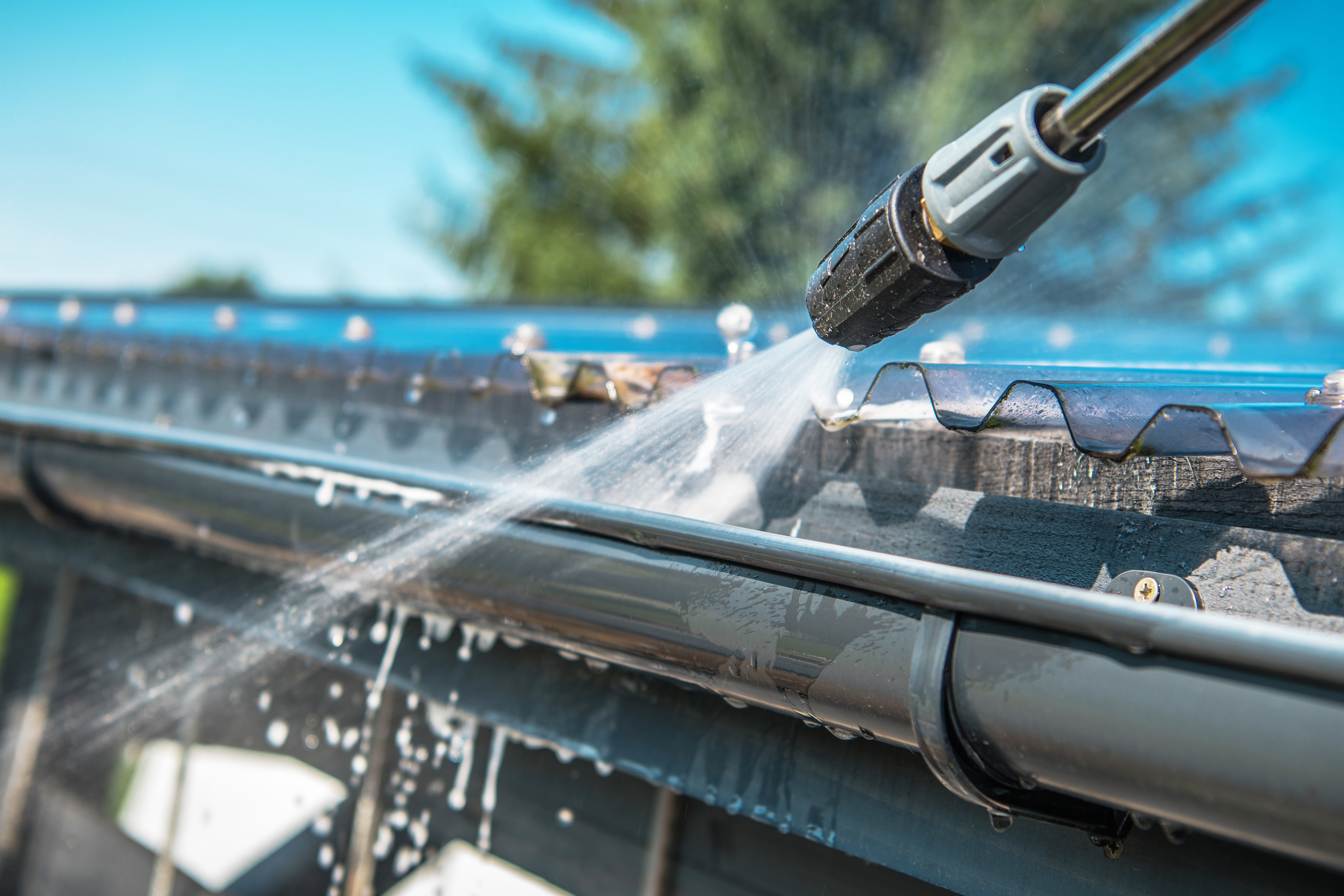 Professional power washing services for gutters