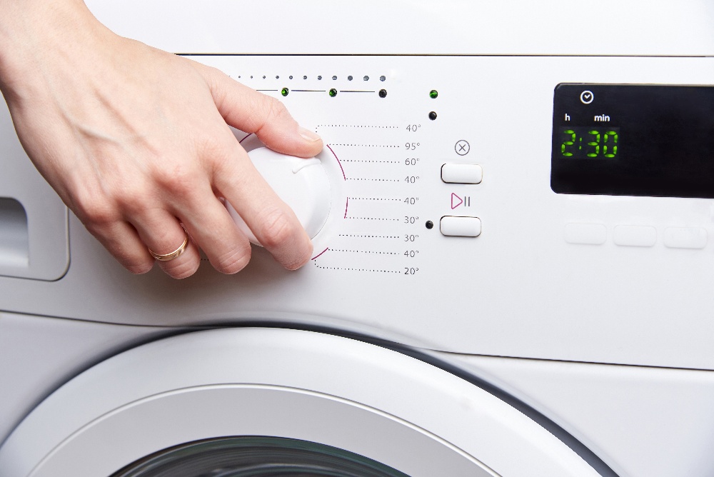 turning on washing machine